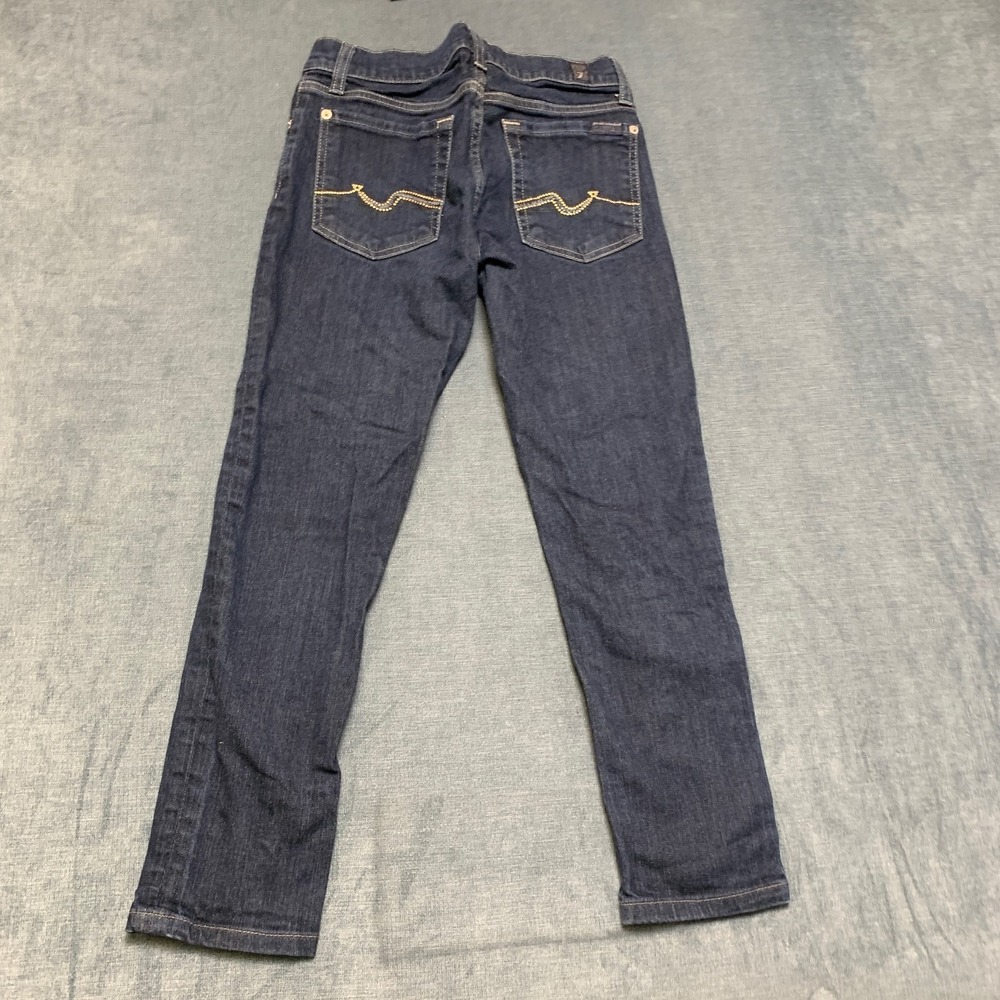 7 For All Mankind Roxanne Jeans Womens 27 Blue Denim Stretch 5 Pocket Straight - Picture 2 of 16